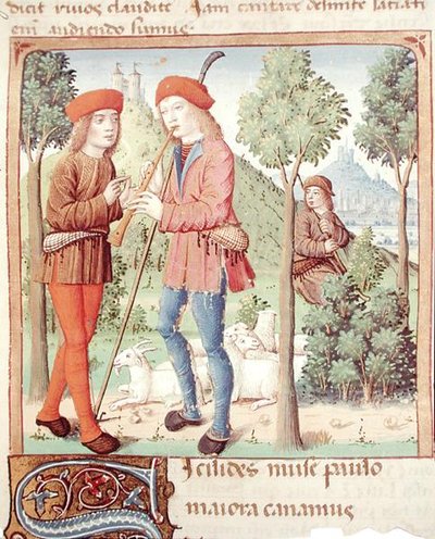 A Meeting between Shepherds, from Les Bucoliques by Virgil with commentary by Servius by French School